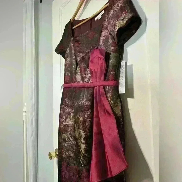 NWT KAY UNGER Bow Layne Jacquard Column Dress - Picture 8 of 15